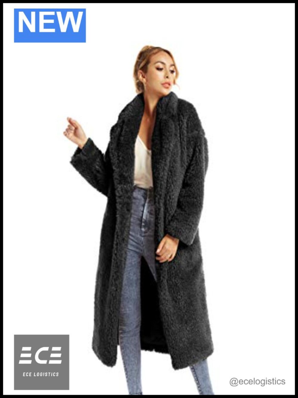 Faux Fur Open Front Long Cardigan Overcoat Winter Coat Warm Fuzzy Outerwear